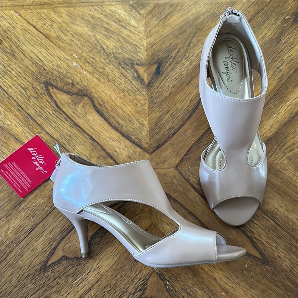 Dexflex Comfort Logan Nude Peep-Toe Heels with Cut-Out Design